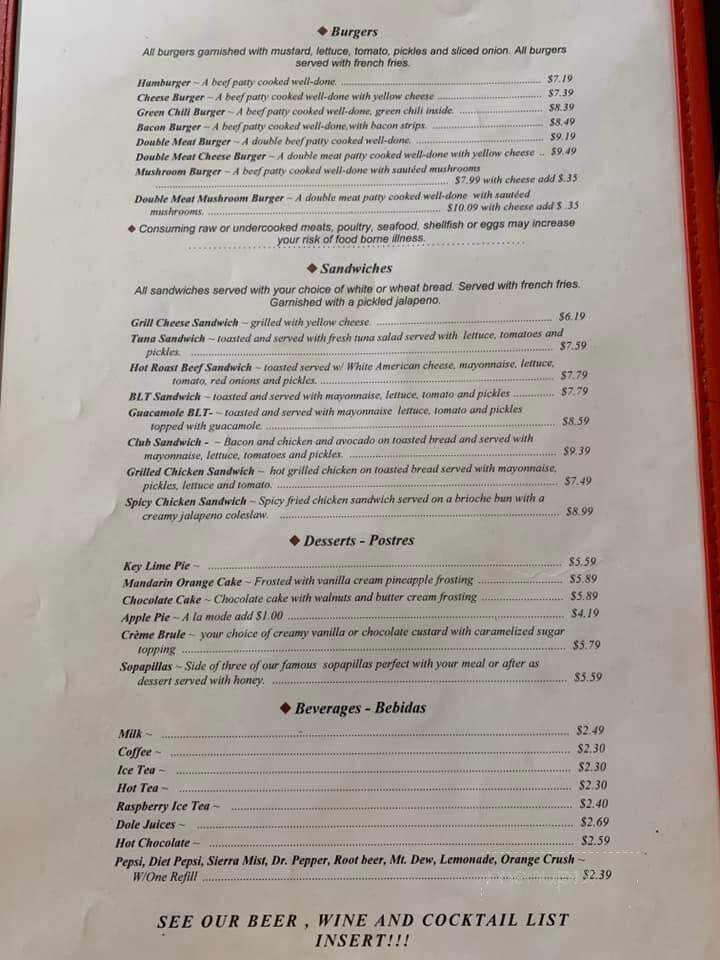 Jalisco Cafe - Silver City, NM menu_pic
