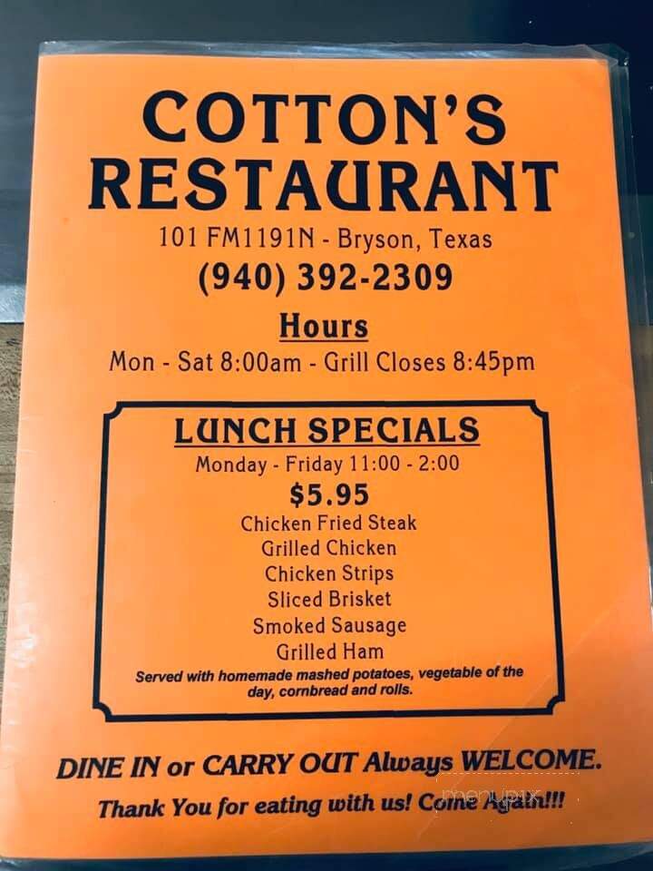 Cotton's Restaurant - Bryson, TX