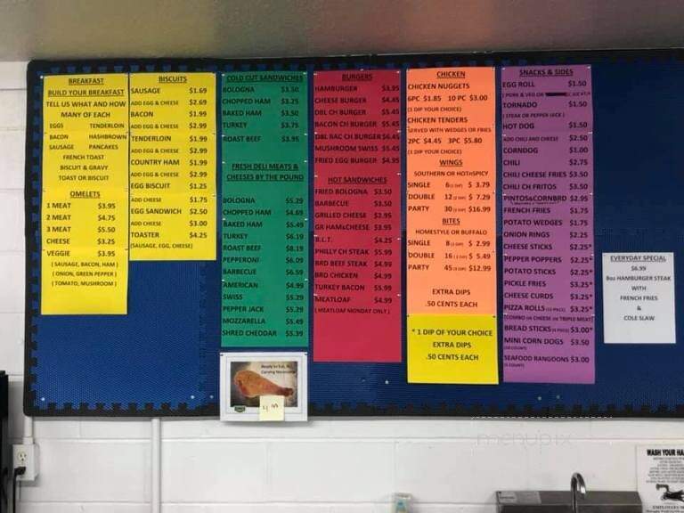 Vandever Corner Restaurant - Crossville, TN menu_pic