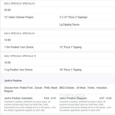 Jack's Pizza & Donair - Fredericton, NB menu_pic