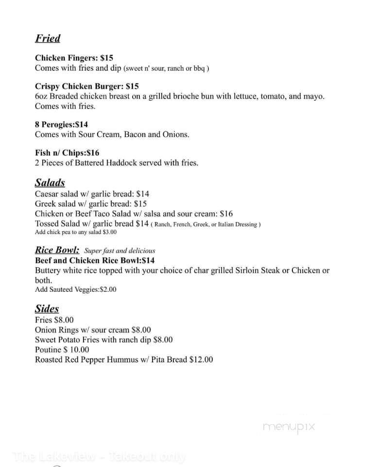 Lakeview Restaurant - Red Lake, ON menu_pic