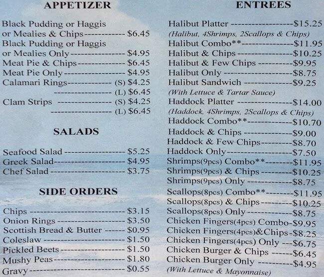 My Place Fish & Chips - Toronto, ON menu_pic
