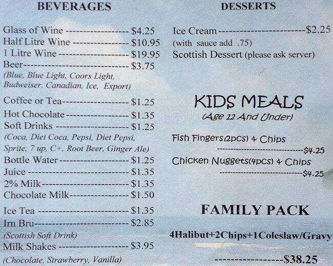 My Place Fish & Chips - Toronto, ON menu_pic