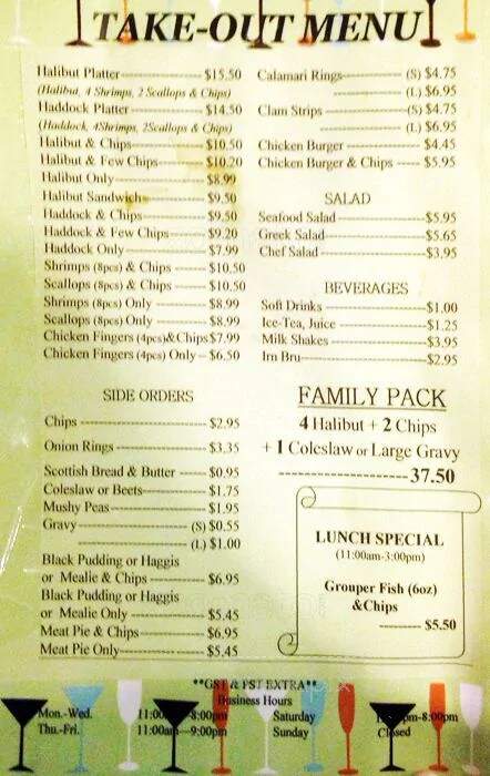 My Place Fish & Chips - Toronto, ON menu_pic