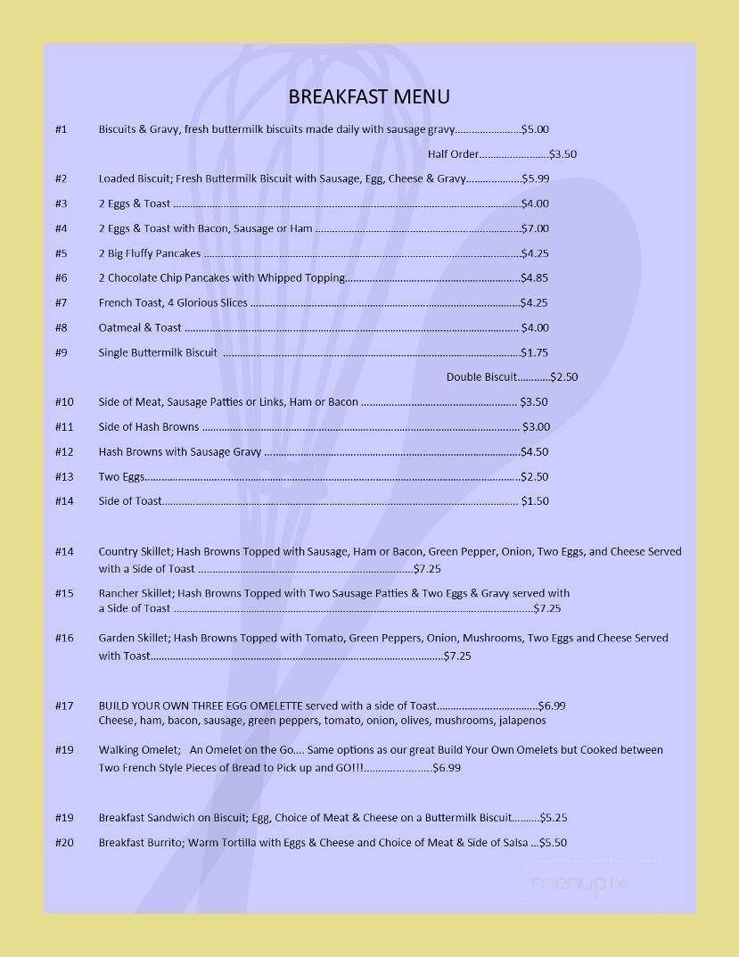 Chicago Street Cafe - Hot Springs, SD menu_pic