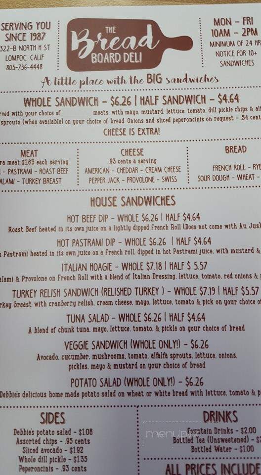 Bread Board Deli - Lompoc, CA menu_pic