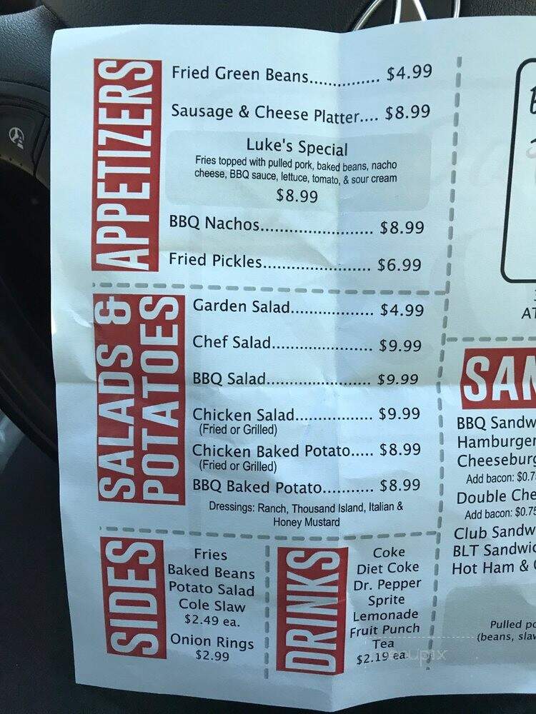 Big Dave's Round 2 BBQ - Atoka, TN menu_pic
