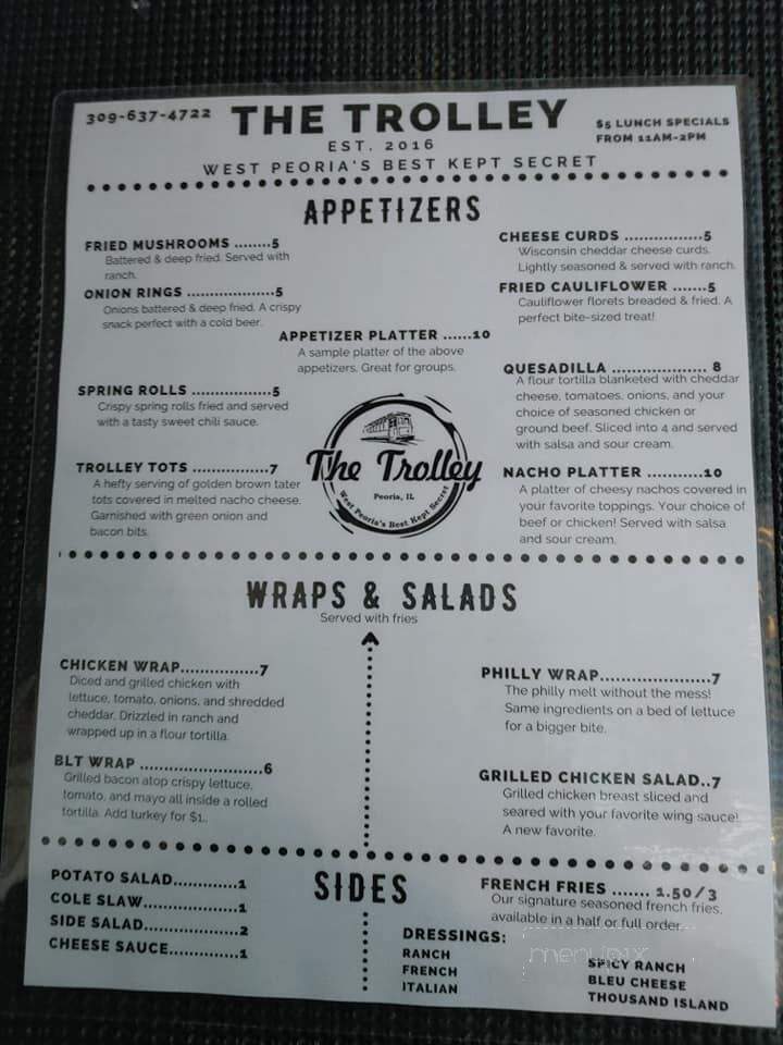 Trolley - West Peoria, IL menu_pic