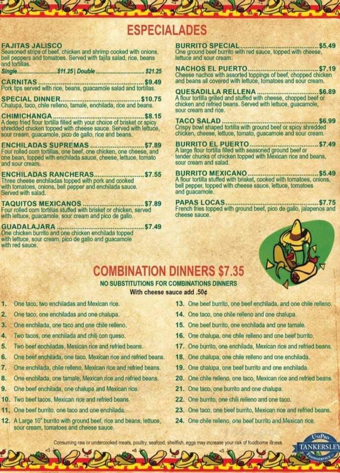 El Puerto Mexican Restaurant - Ozark, AR menu_pic