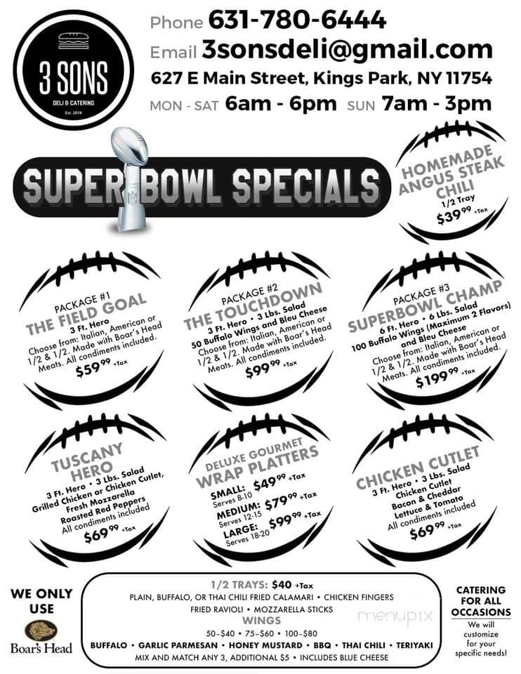 3 Sons Deli & Catering - Kings Park, NY menu_pic