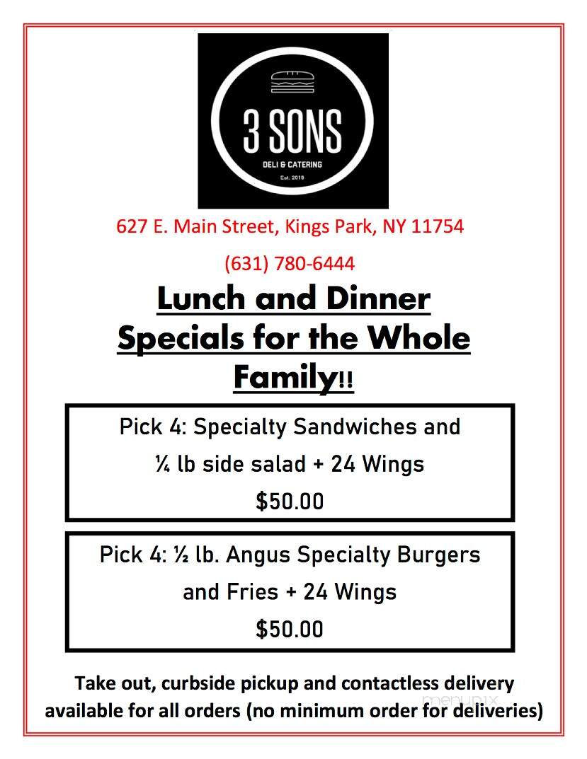3 Sons Deli & Catering - Kings Park, NY menu_pic