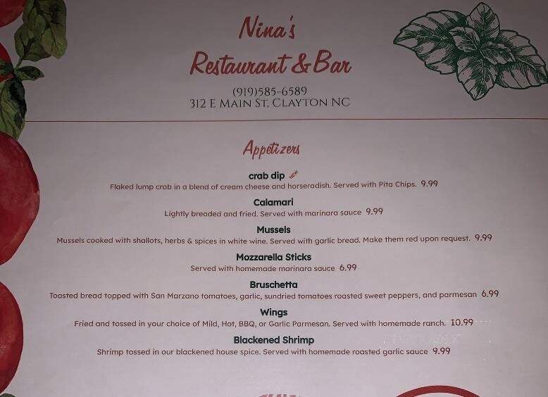 Nina's Restaurant & Bar - Clayton, NC