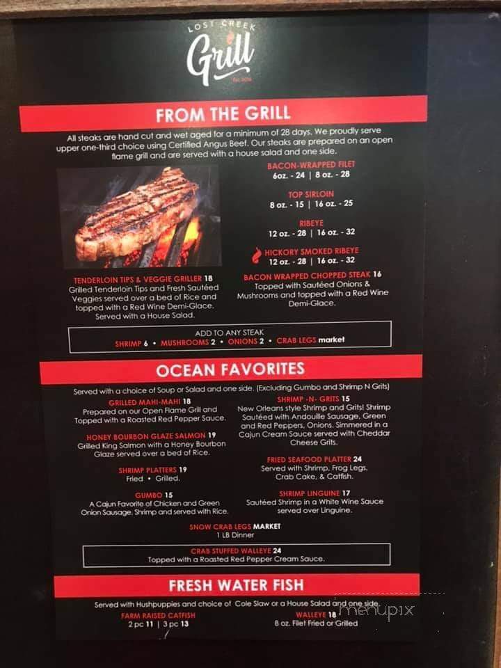 Lost Creek Grill - Hot Springs, AR menu_pic