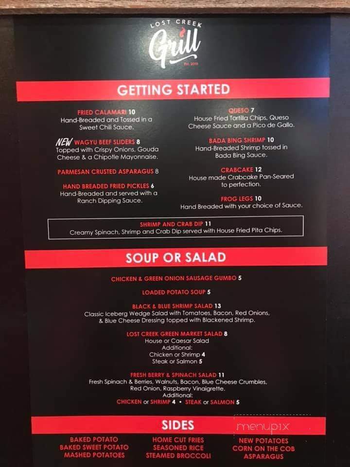 Lost Creek Grill - Hot Springs, AR menu_pic