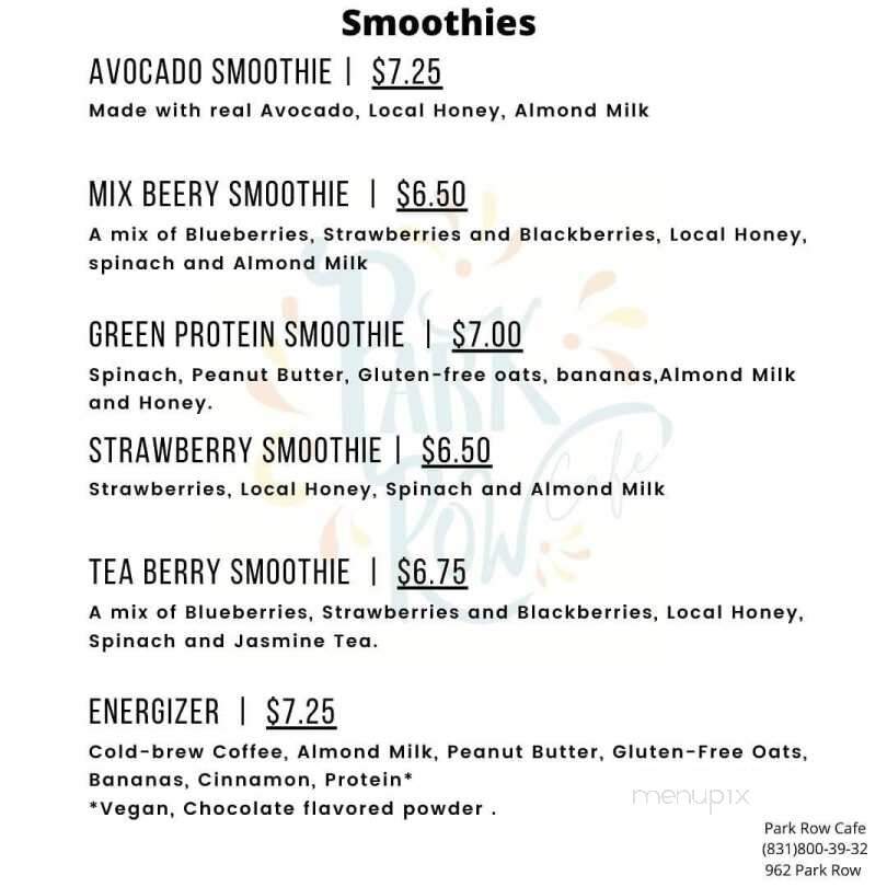 Park Row Cafe - Salinas, CA menu_pic