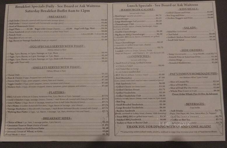 Pat's Cafe - Terre Haute, IN menu_pic