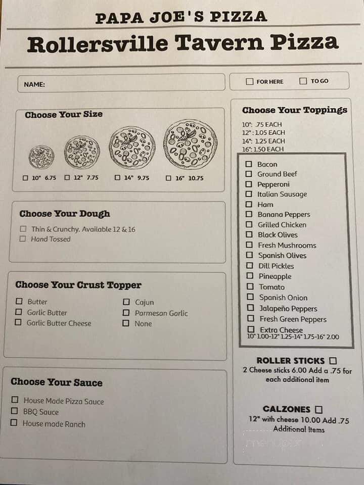 Rollersville Tavern - Gibsonburg, OH menu_pic