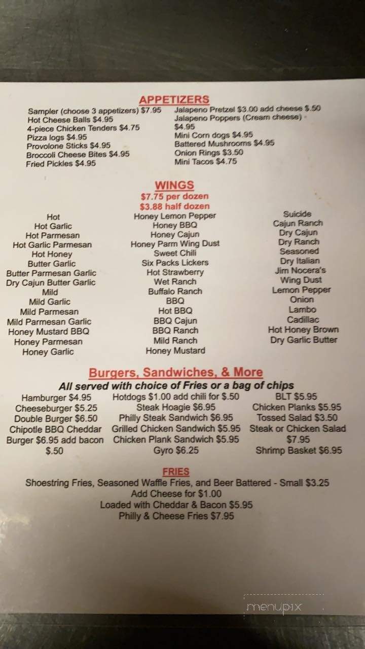 Six Packs Bar & Grill - New Castle, PA menu_pic