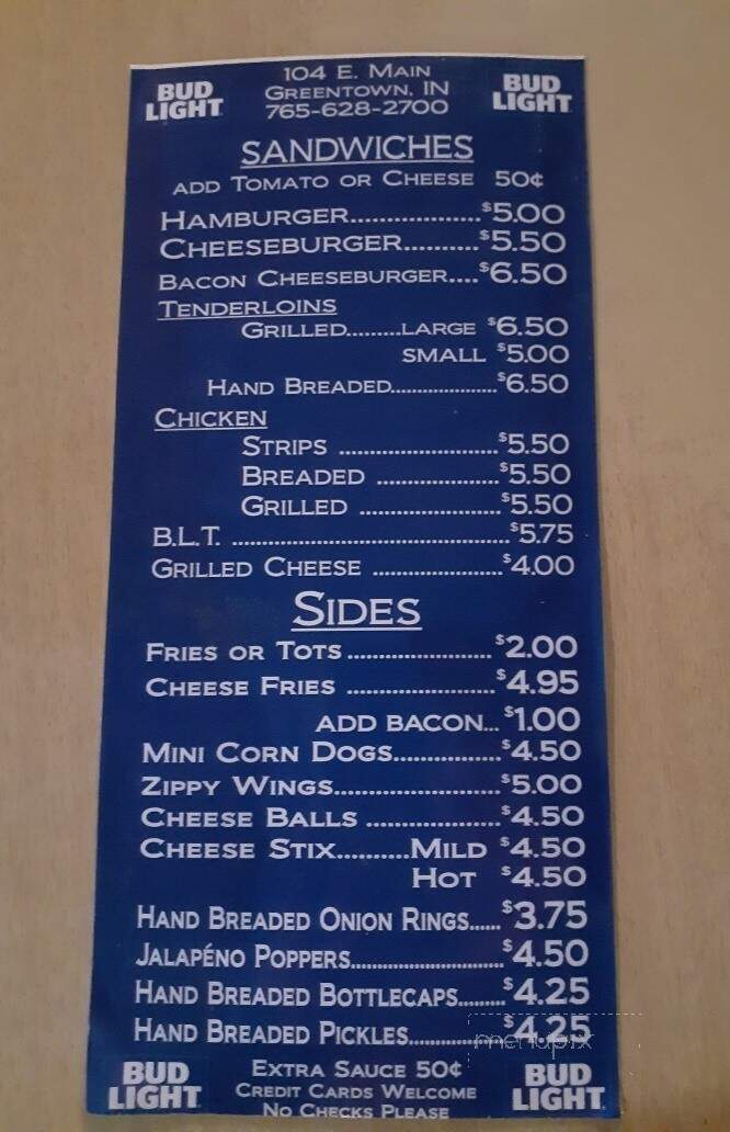 Down On Main Street - Greentown, IN menu_pic