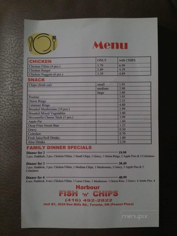 Harbour Fish And Chips - North York, ON menu_pic