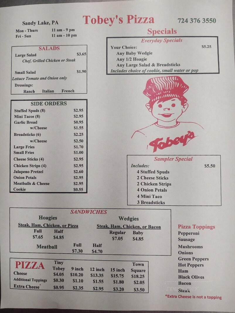 Tobey's Pizza - Sandy Lake, PA