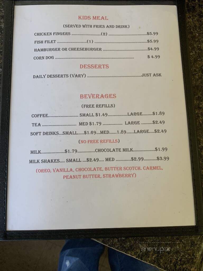 Homestead Cafe - Spruce Pine, AL menu_pic