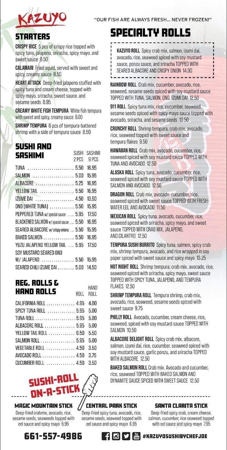 Kazuyo Sushi by Chef Joe - Santa Clarita, CA menu_pic