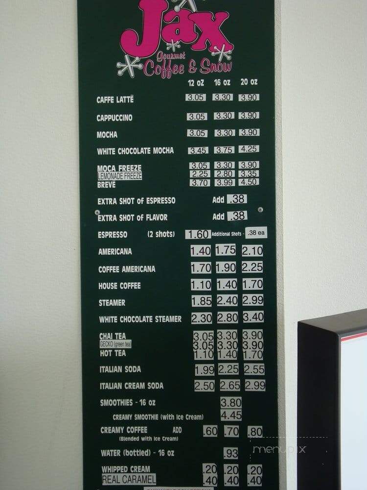 Jax Gourmet Coffee & Snow - Scottsbluff, NE menu_pic