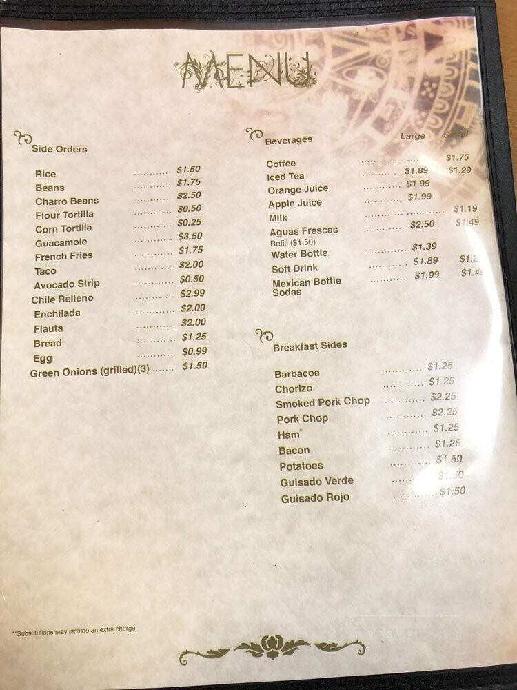 La Espiga De Oro - Clovis, NM menu_pic