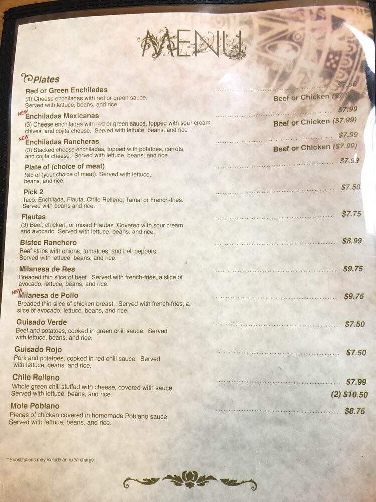 La Espiga De Oro - Clovis, NM menu_pic