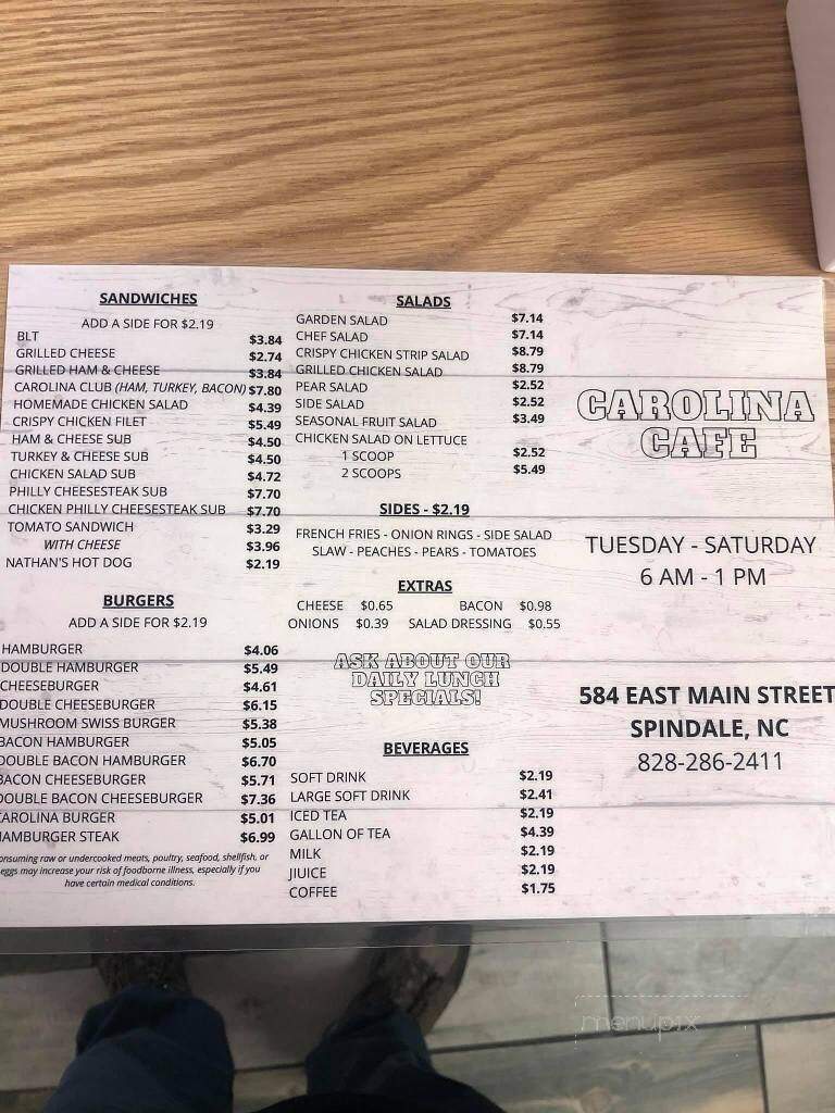Carolina Cafe - Spindale, NC menu_pic