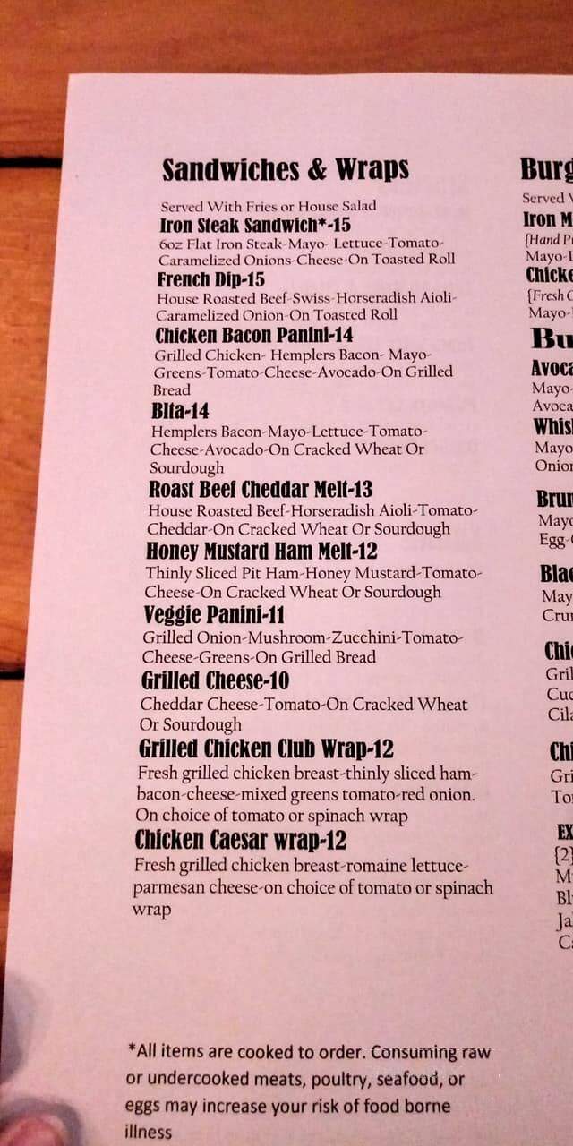 Iron Mountain Bar & Grill - Sedro-Woolley, WA menu_pic