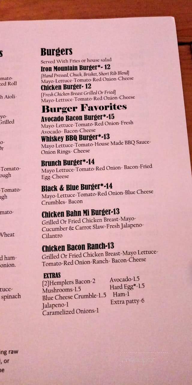 Iron Mountain Bar & Grill - Sedro-Woolley, WA menu_pic