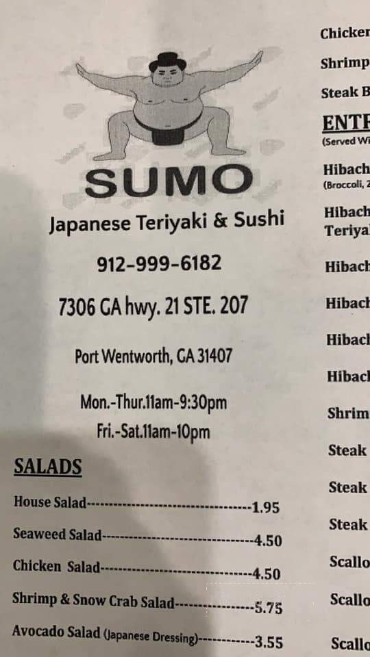 Sumo Sushi & Hibachi - Port Wentworth, GA menu_pic