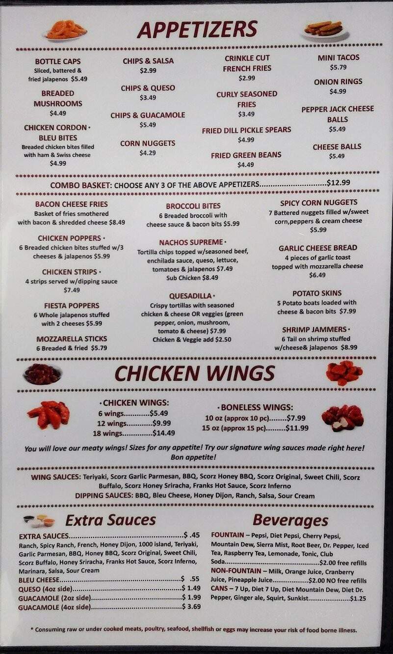 Scorz Bar and Grill - Mount Vernon, IA menu_pic