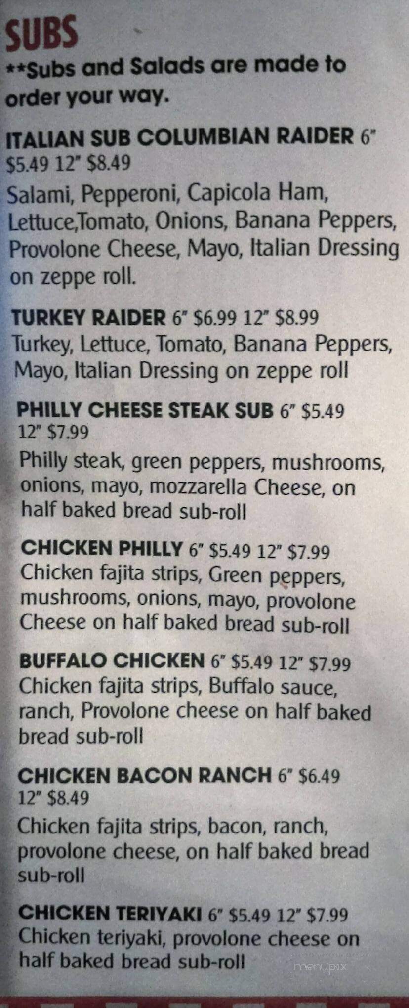 Columbia Deli - Columbia Station, OH menu_pic