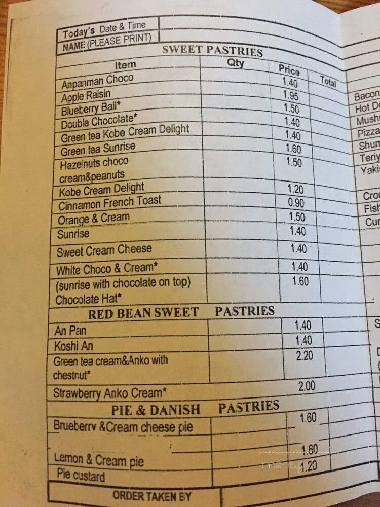 Mahoroba Japanese Bakery - Sacramento, CA menu_pic