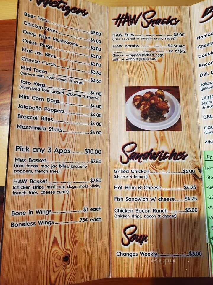 Hide-A-While Bar - Mondovi, WI menu_pic