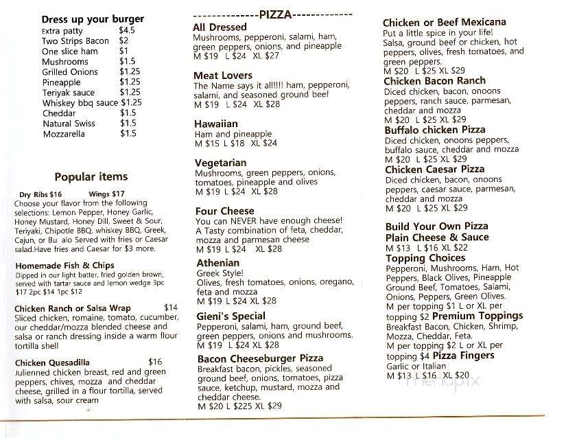 Gienis - Nipawin, SK menu_pic