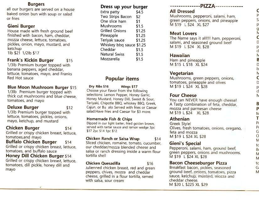 Gienis - Nipawin, SK menu_pic