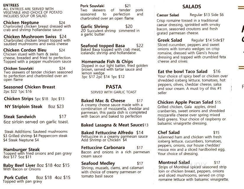 Gienis - Nipawin, SK menu_pic