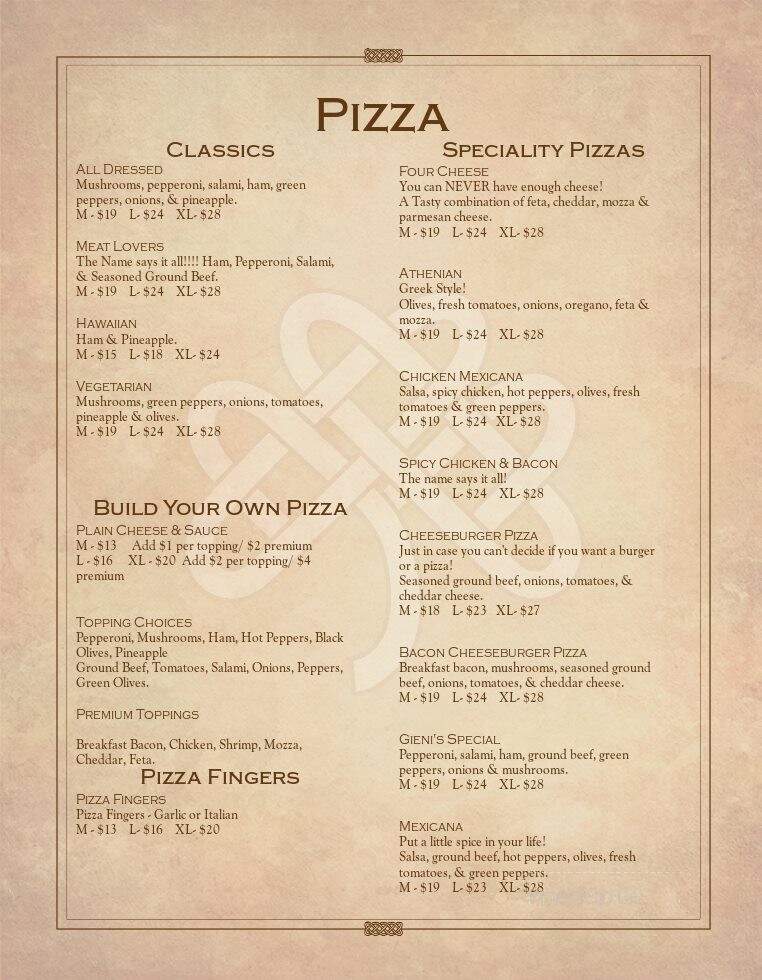 Gienis - Nipawin, SK menu_pic