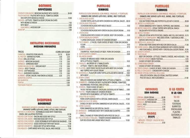 El Jacalito - Sterling, IL menu_pic