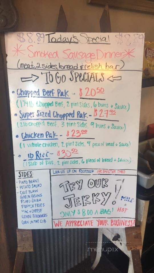 Bar-B-Que Shed - Weatherford, OK menu_pic