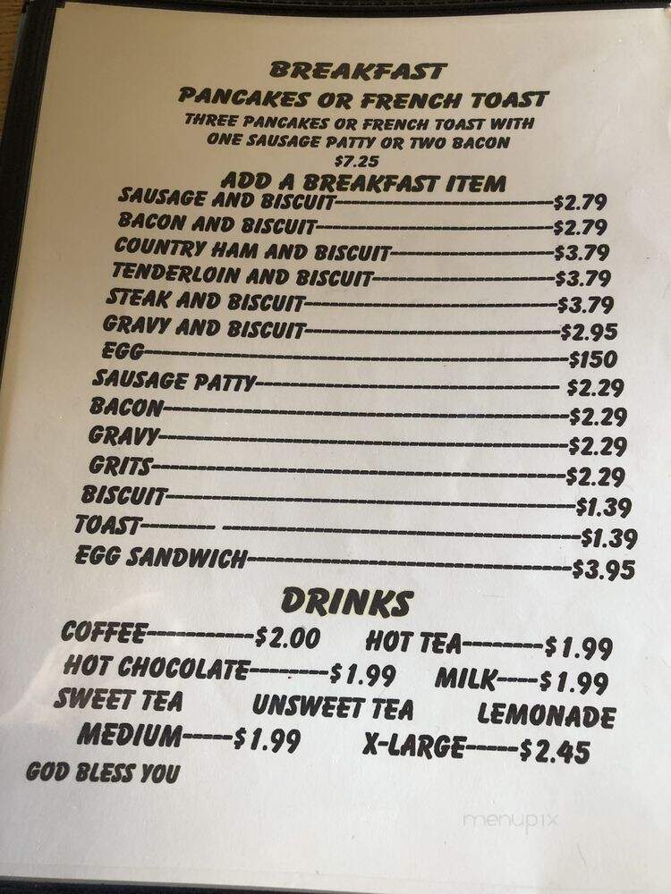 Grandmothers Kitchen - Sevierville, TN menu_pic