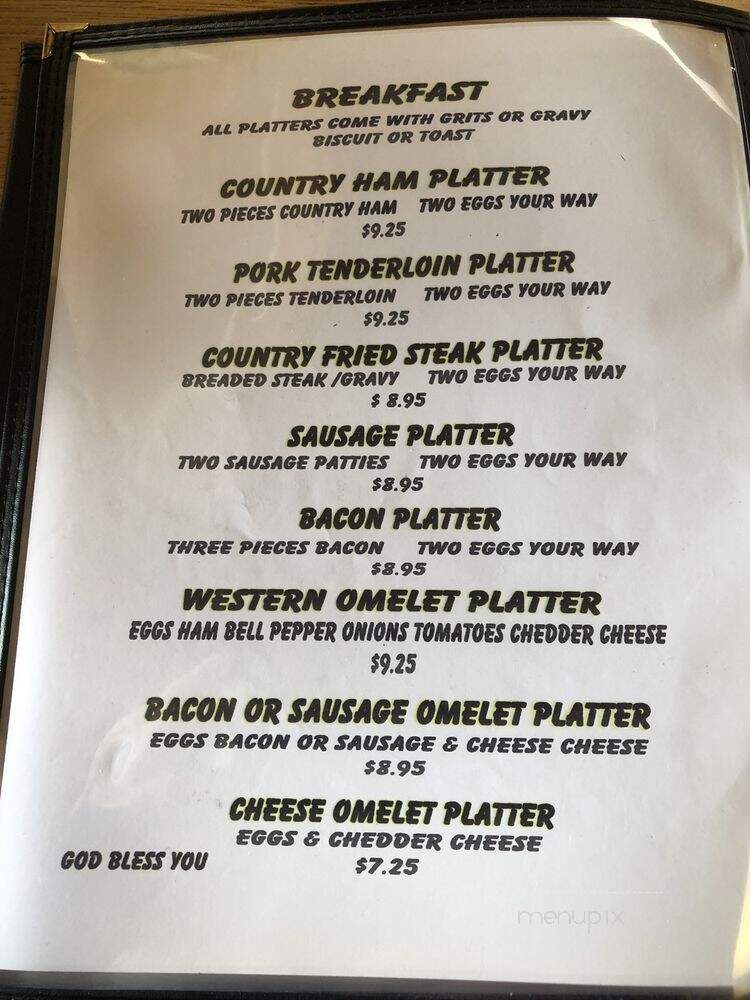 Grandmothers Kitchen - Sevierville, TN menu_pic