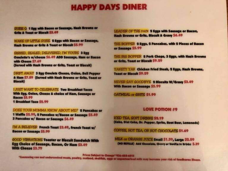 Happy Days Diner - Shepherd, TX