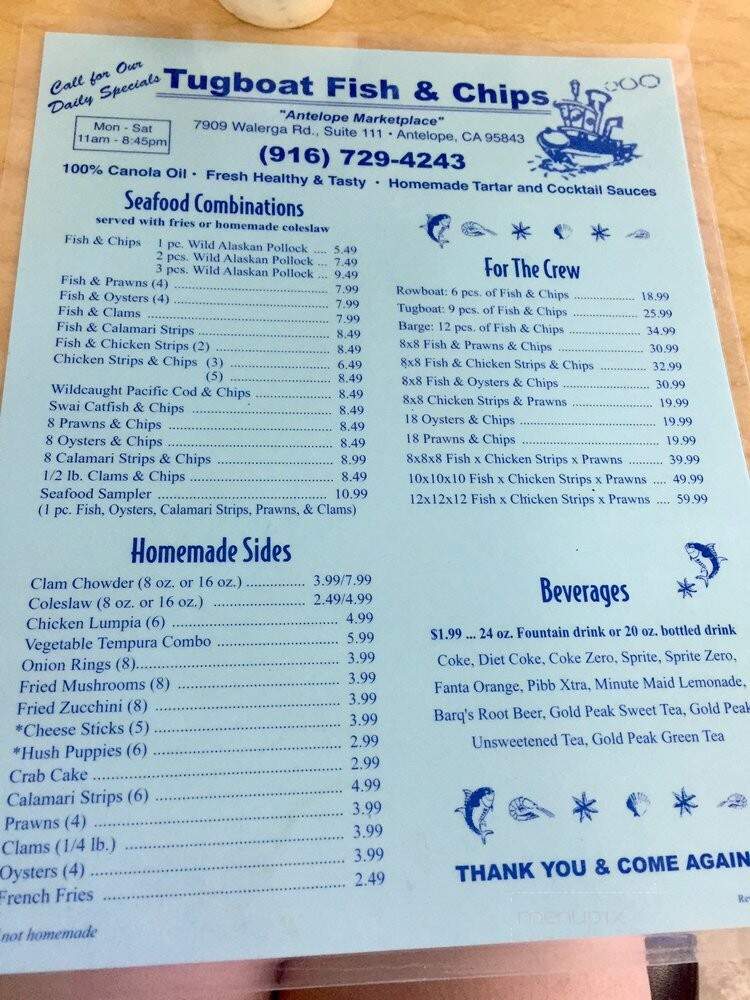 Tugboat Fish & Chips - Antelope, CA menu_pic