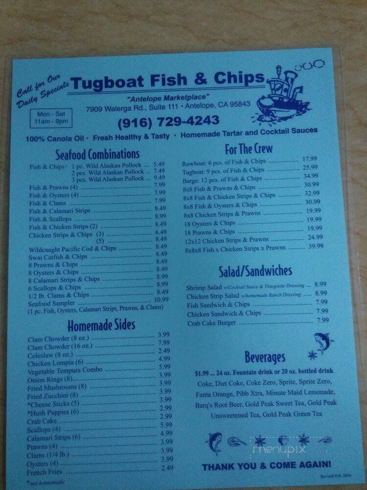 Tugboat Fish & Chips - Antelope, CA menu_pic