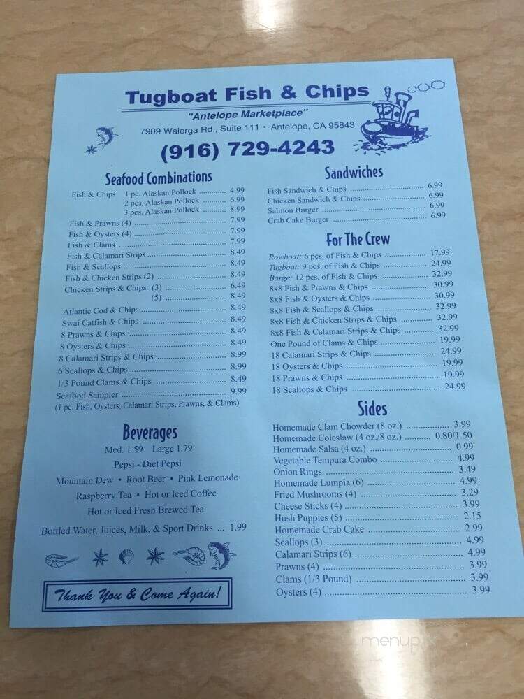 Tugboat Fish & Chips - Antelope, CA menu_pic
